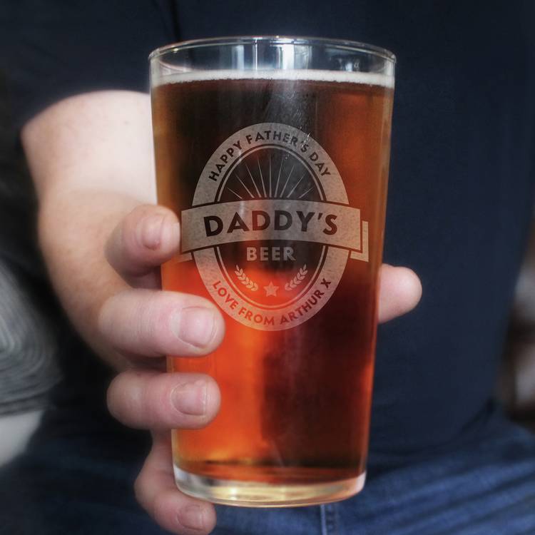 Personalised beer label pint glass 473ml - British product