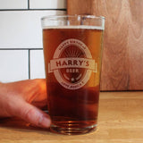 Personalised beer label pint glass 473ml - British product