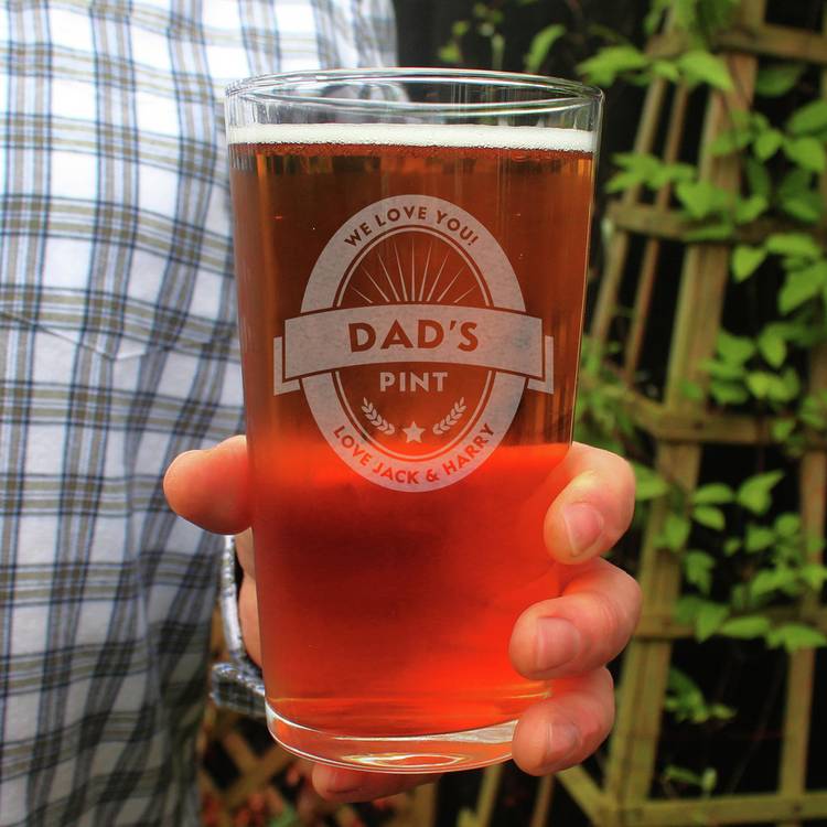 Personalised beer label pint glass 473ml - British product