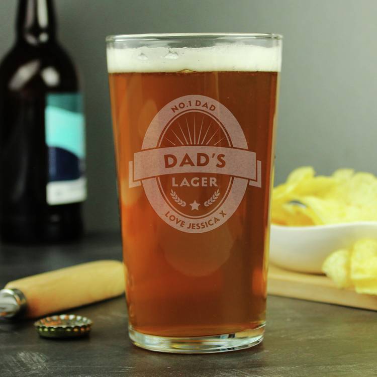 Personalised beer label pint glass 473ml - British product