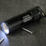 Personalised mini torch with custom text, UK version