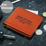 Personalised classic tan leather wallet, imported from the UK