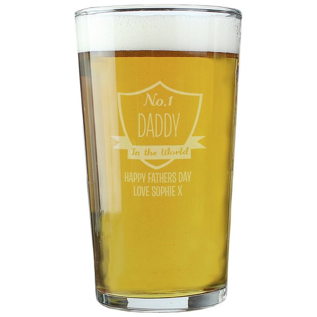 Personalised Number One shield pint glass 473ml - British product