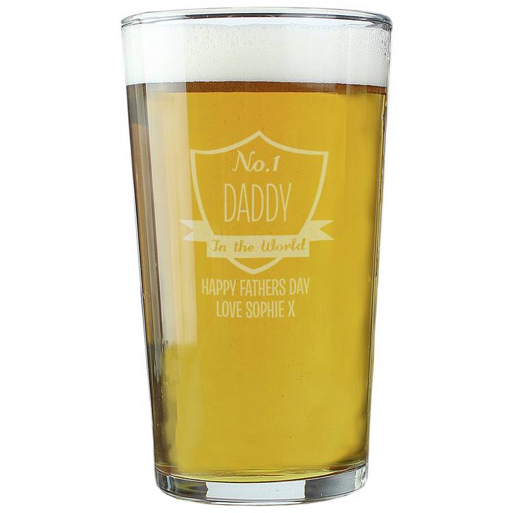 Personalised Number One shield pint glass 473ml - British product