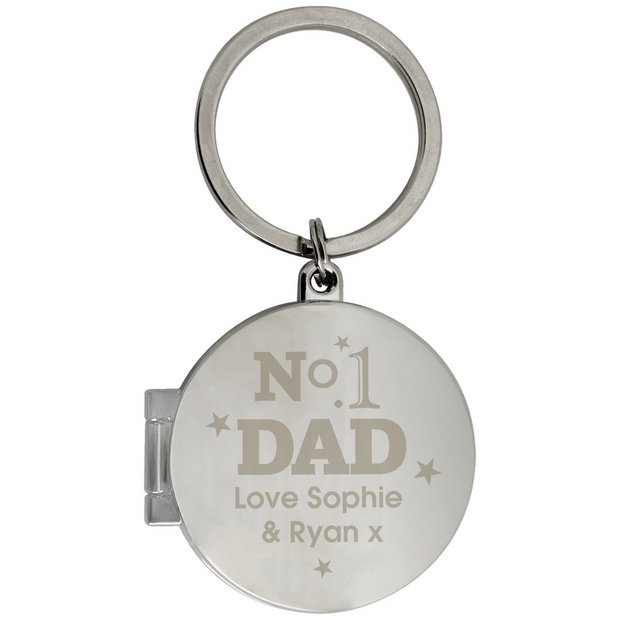 Personalised No.1 Dad photo keyring silver finish (British brand)