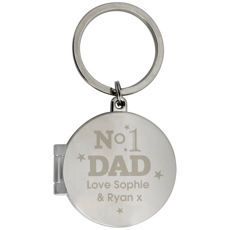 Personalised No.1 Dad photo keyring silver finish (British brand)