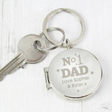 Personalised No.1 Dad photo keyring silver finish (British brand)