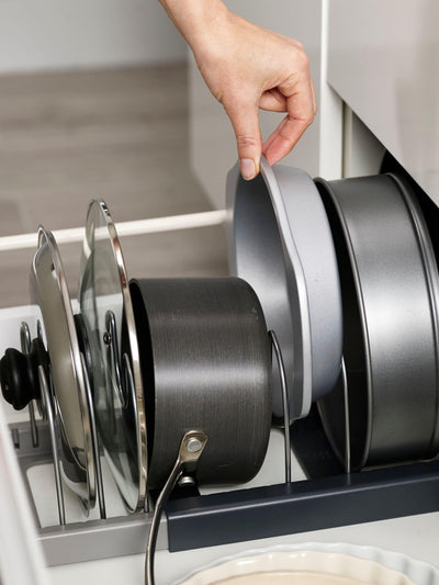 Next Joseph Joseph Grey DrawerStore Expanding Cookware Organiser- Buy online at McGrocer