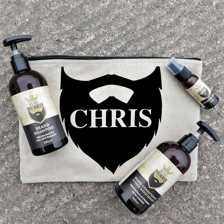 Personalised beard grooming kit with conditioner shampoo and oil - British product