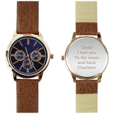 Men's rose gold watch with brown strap (British brand)
