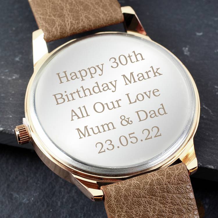 Men's rose gold watch with brown strap (British brand)