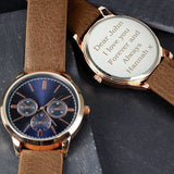 Men's rose gold watch with brown strap (British brand)