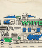 Off-White kids cotton graffiti print T-shirt for ages 4-12+ years, imported from the UK