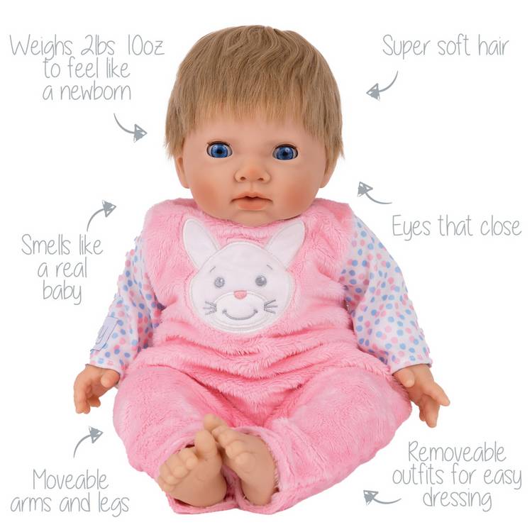 Tiny Treasures bunny baby doll set 44cm (British brand)