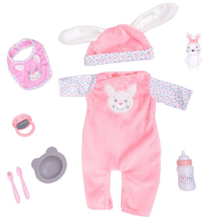 Tiny Treasures bunny baby doll set 44cm (British brand)