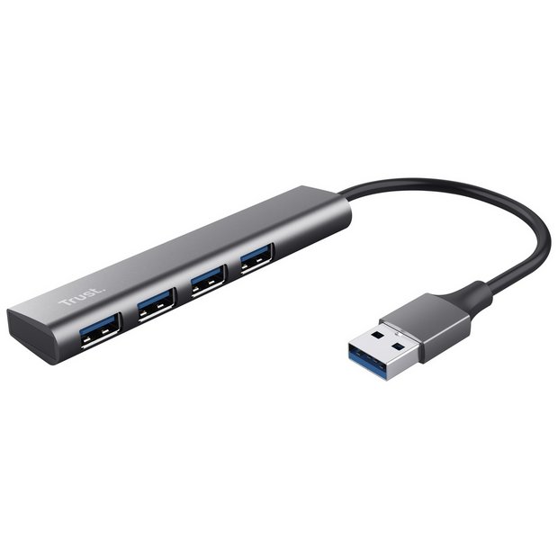 Trust Halyx 4 Port USB Hub aluminium - British product