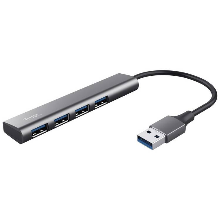 Trust Halyx 4 Port USB Hub aluminium - British product