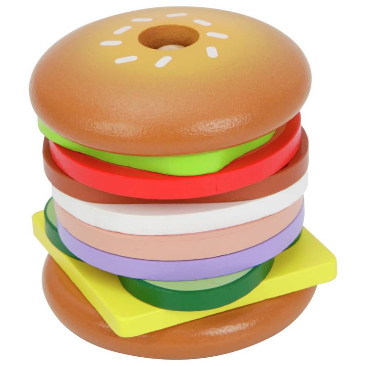 Chad Valley wooden burger stack game 10 piece set (British brand)