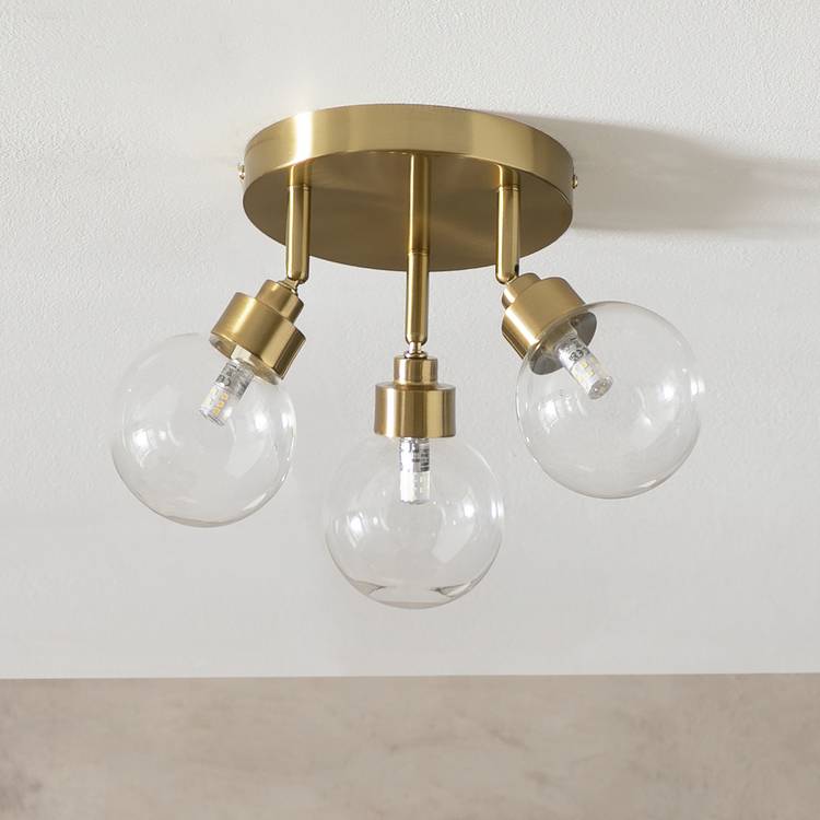 Argos Home brass ceiling spotlight with three glass globes - British product
