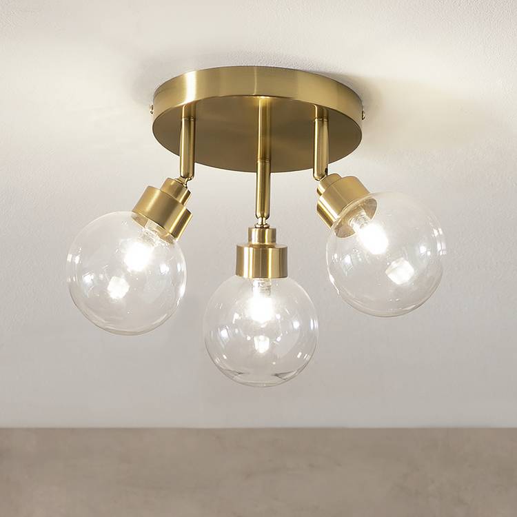 Argos Home brass ceiling spotlight with three glass globes - British product