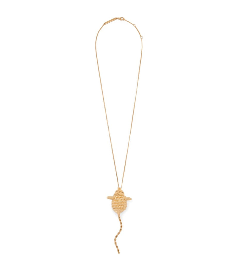LOEWE Mouse Pendant Necklace in gold-tone brass, UK version