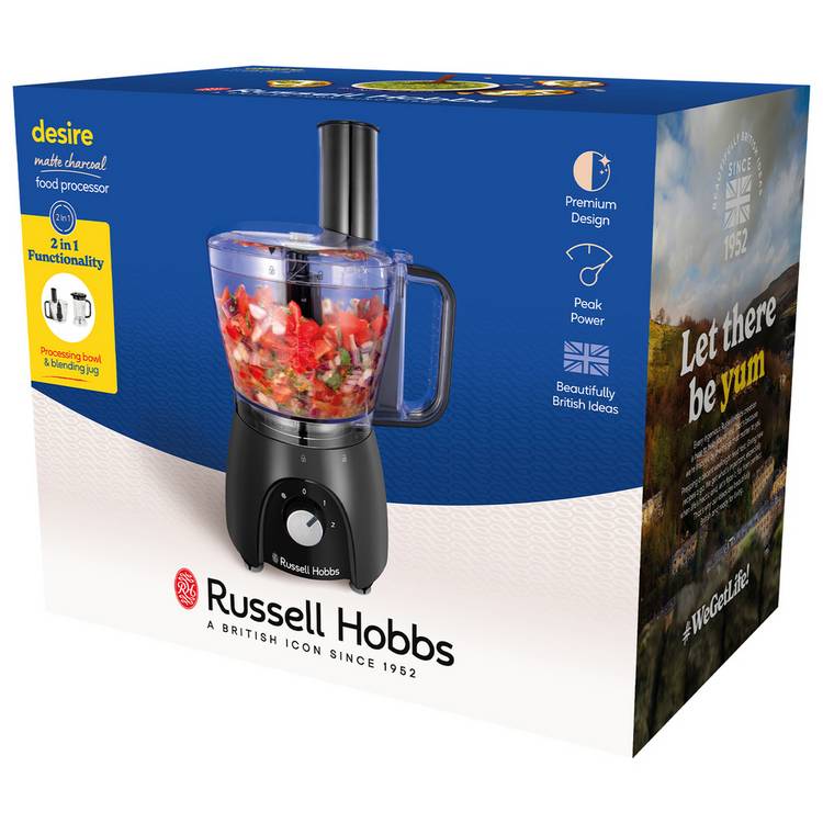 Russell Hobbs Desire Charcoal 2-in-1 food processor blender - British product