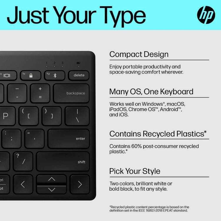 HP 350 compact Bluetooth keyboard black, imported from the UK