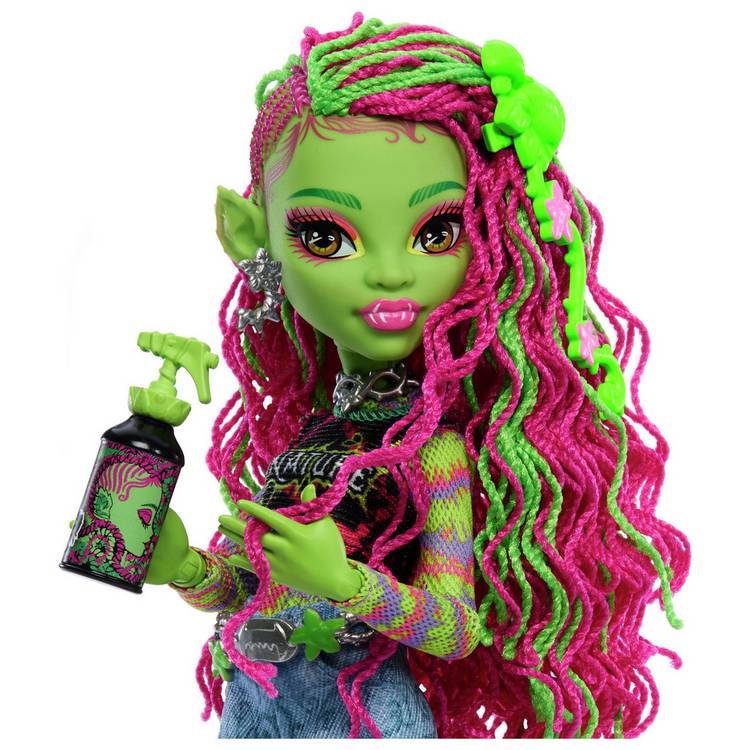 Monster High Venus McFlytrap doll with pet cat and accessories, UK version