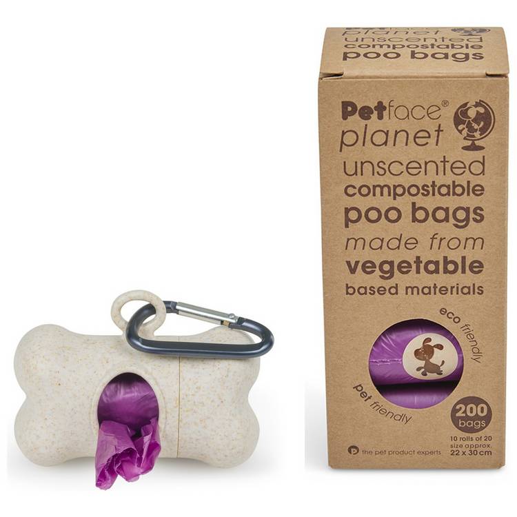 Petface dog compostable poop bags and dispenser 220 bags - British product