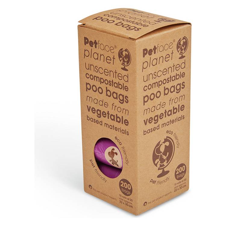 Petface dog compostable poop bags and dispenser 220 bags - British product