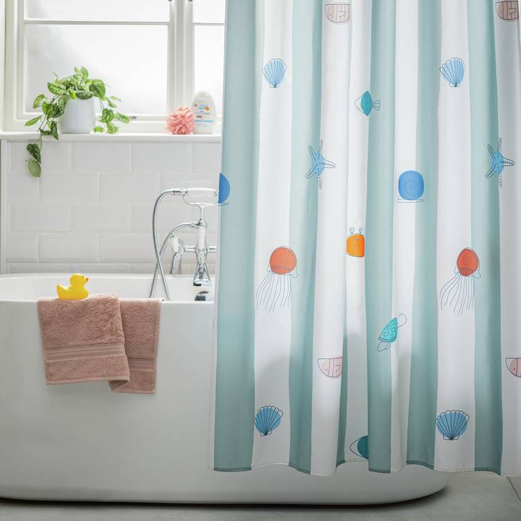 Argos Home under the sea shower curtain multicoloured 180x180cm, imported from the UK