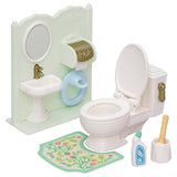 Sylvanian Families toilet playset with flush lever and toilet mat (British brand)