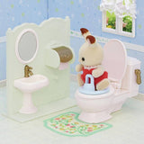 Sylvanian Families toilet playset with flush lever and toilet mat (British brand)