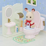 Sylvanian Families toilet playset with flush lever and toilet mat (British brand)