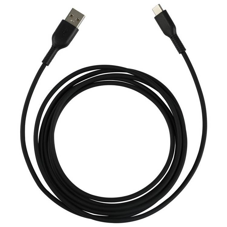 2m USB-C cable black for charging and data sync, imported from the UK