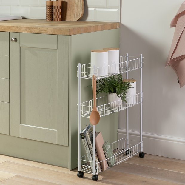 Argos Home 3 tier slim kitchen trolley white, UK version