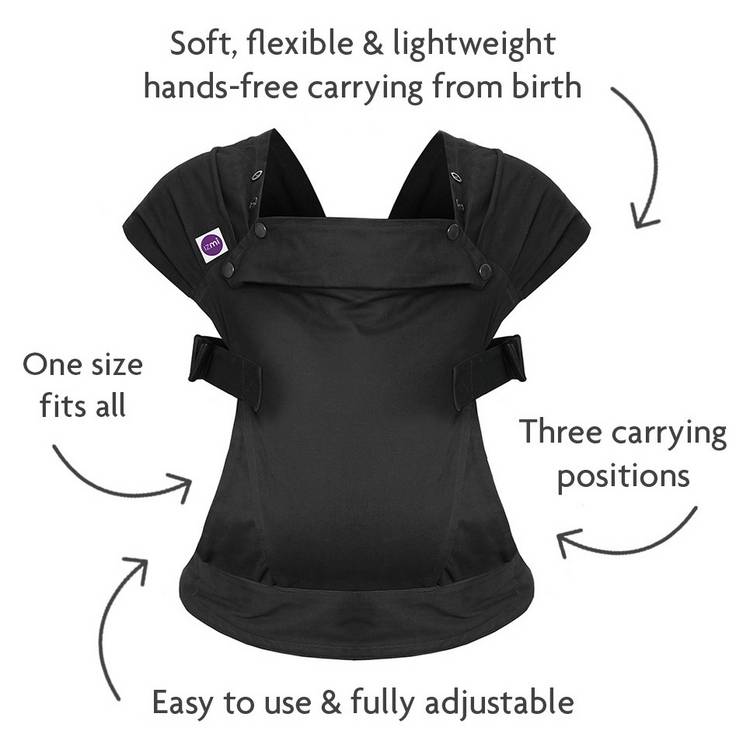 Izmi Essentials baby carrier black, imported from the UK