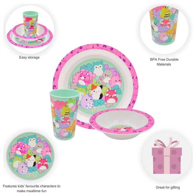 Hox Squishmallows kids plastic dinner set (British brand)