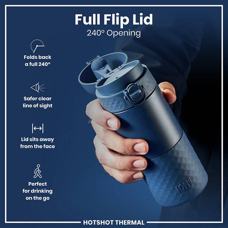 Ion8 travel mug Blue 360ml coffee cup (British brand)