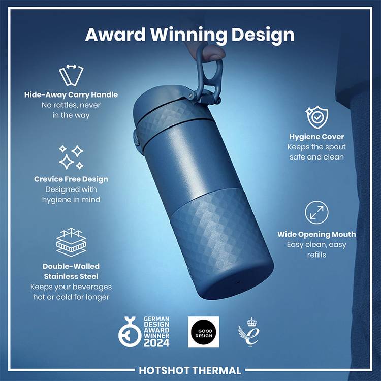 Ion8 travel mug Blue 360ml coffee cup (British brand)