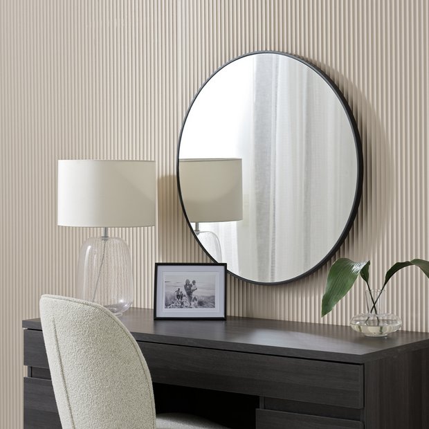 Home Essentials black round wall mirror 70cm, UK version