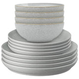 Denby 12 piece stoneware dinner set light grey - British product