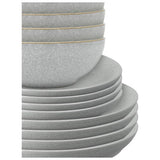 Denby 12 piece stoneware dinner set light grey - British product