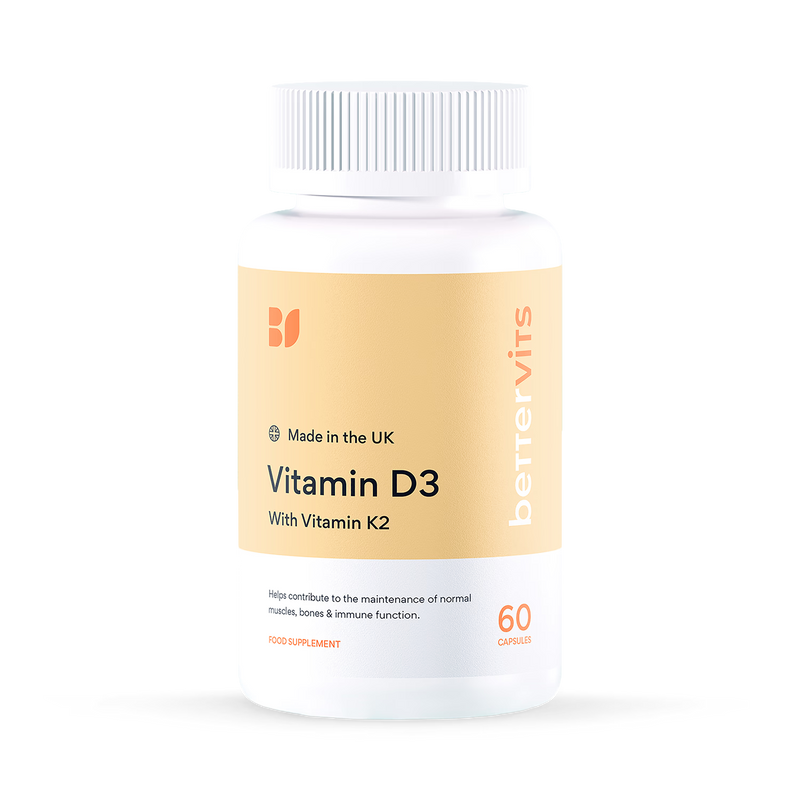 Bettervits Vitamin D3 K2 60 capsules (British brand)