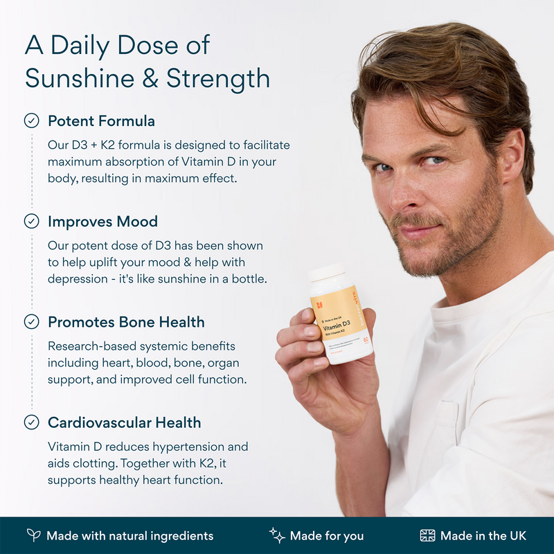 Bettervits Vitamin D3 K2 60 capsules (British brand)