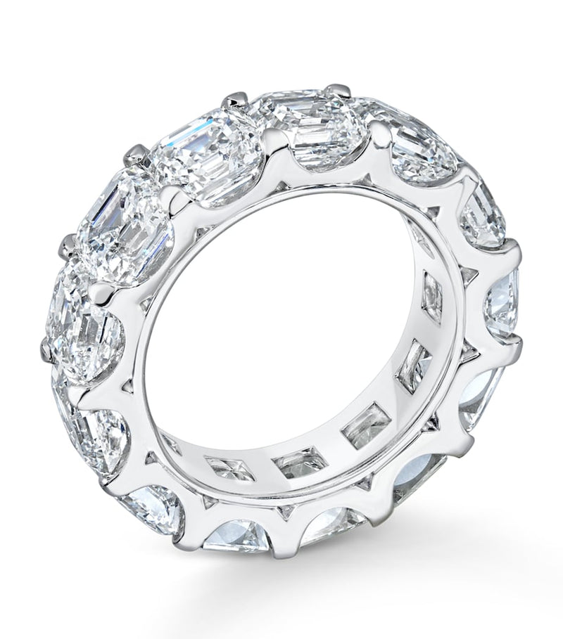 David Morris square emerald-cut diamond eternity ring, imported from the UK