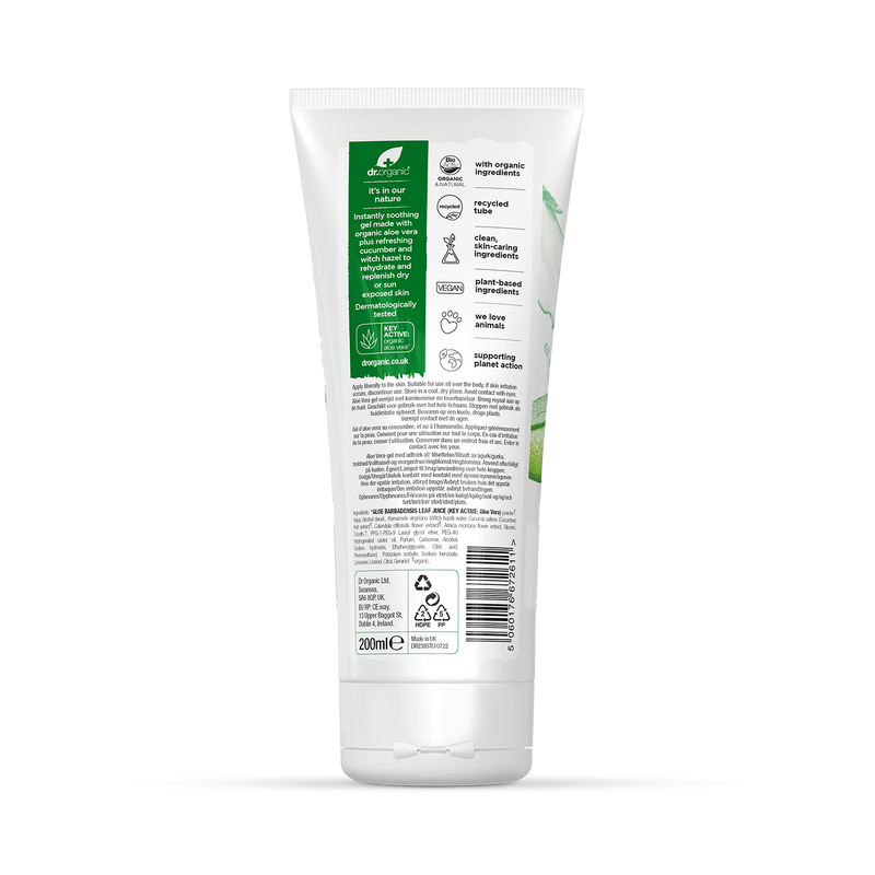 Dr Organic Aloe Vera Gel with Cucumber 200ml - British product