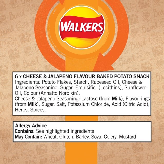Walkers Baked Cheese & Jalapeno Multipack Snacks 6 per pack GOODS M&S