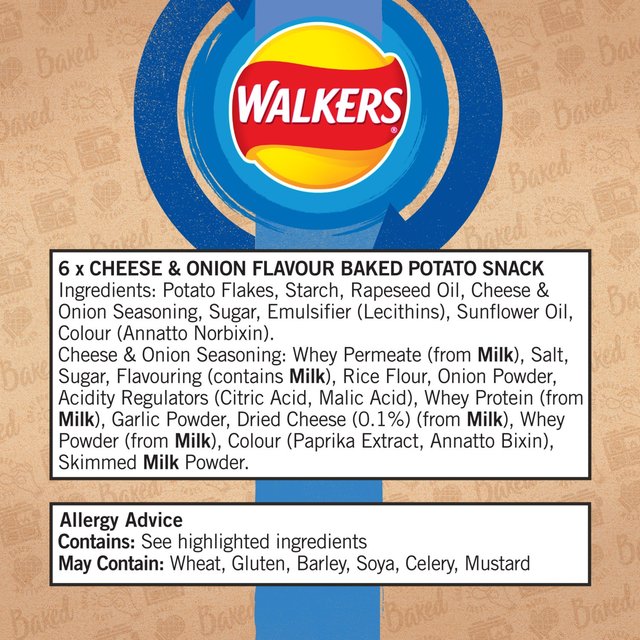 Walkers Baked Cheese & Onion Multipack Snacks 6 per pack GOODS M&S