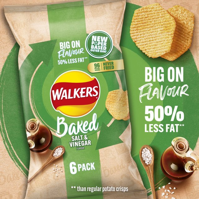 Walkers Baked Salt & Vinegar Multipack Snacks 6 per pack GOODS M&S